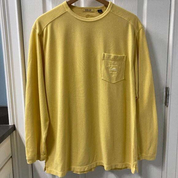 Tommy Bahama Relax Banana Yellow Long Sleeve Pullover Shirt Size XL - Picture 1 of 7